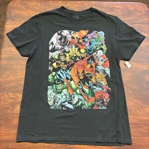 Marvel Freeze Graphic T-Shirt Mens Large Black New Avengers Spider-Man Collage